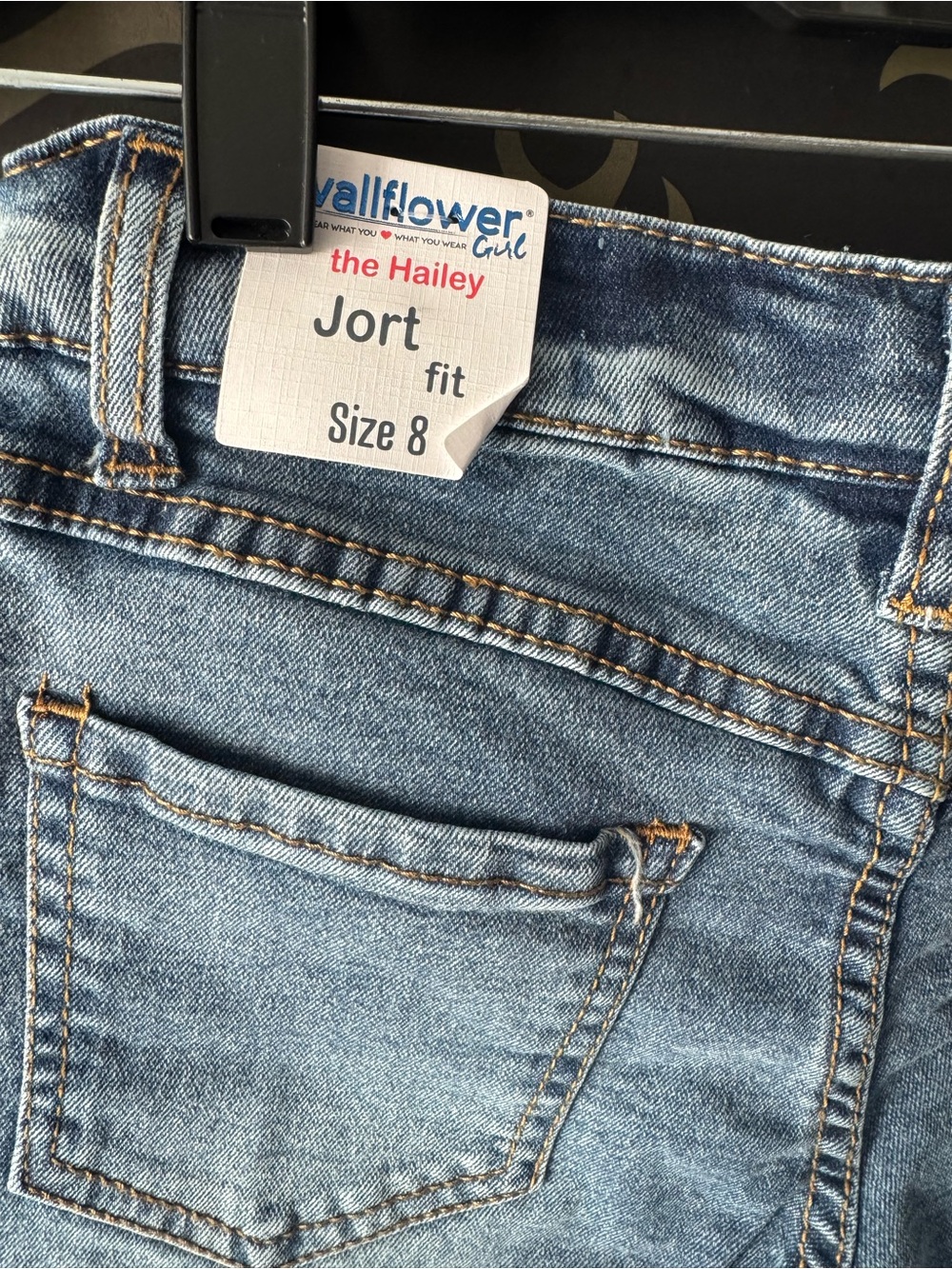 Wallflower Patchwork Light and Dark Blue Denim Jorts - Picture 4 of 4